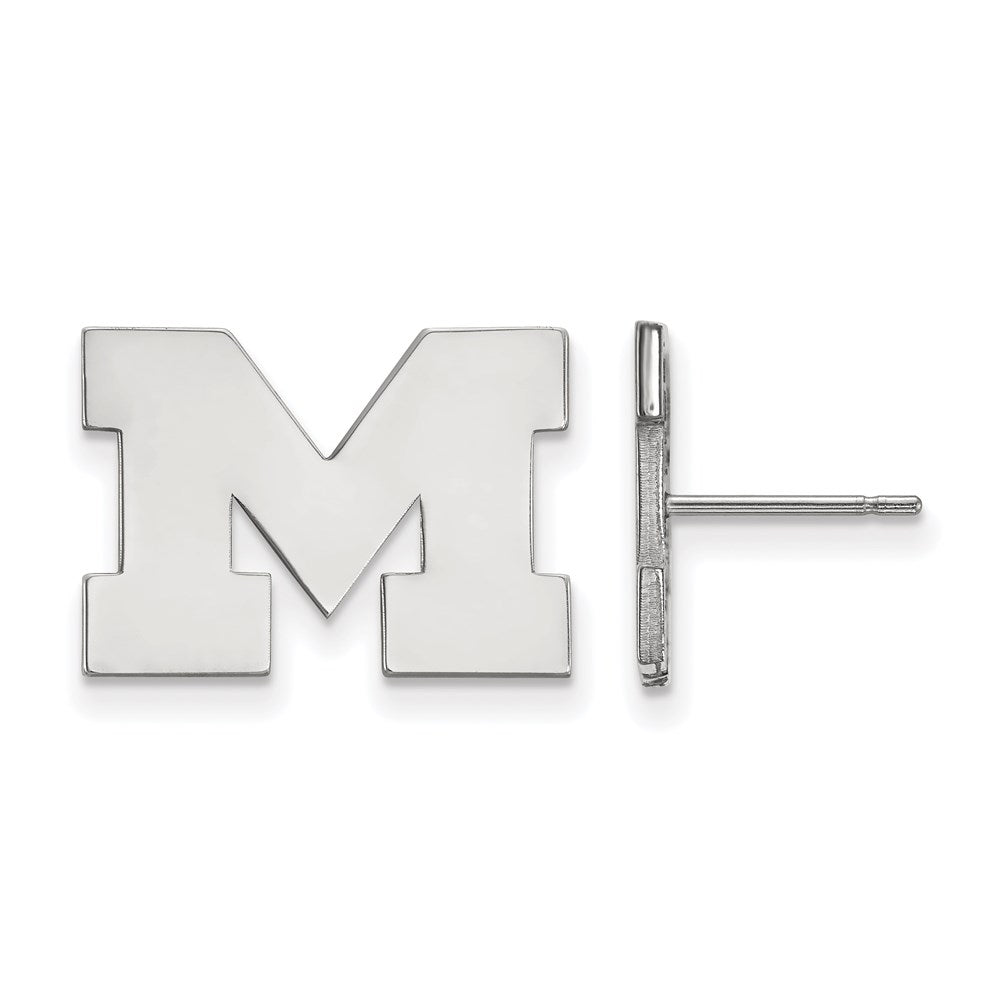 10K Weißgold Logoart University Of Michigan Buchstabe M Klein Ohrstecker