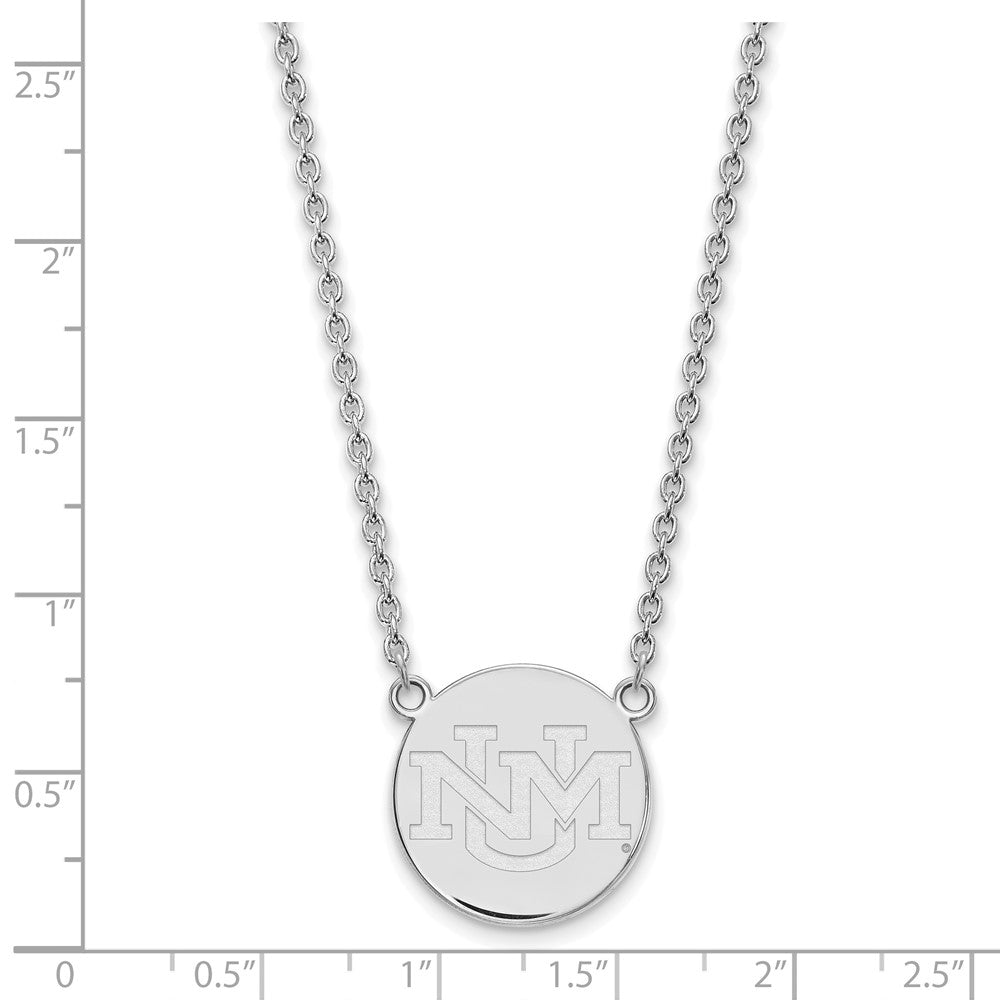 Sterlingsilber Rhodiniert Logoart University Of New Mexico Groß Anhänger 18 Zoll Halskette