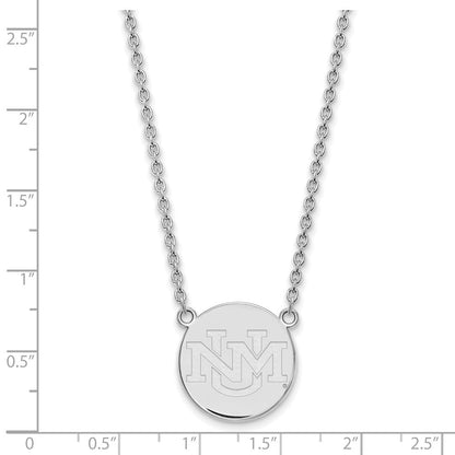Sterlingsilber Rhodiniert Logoart University Of New Mexico Groß Anhänger 18 Zoll Halskette