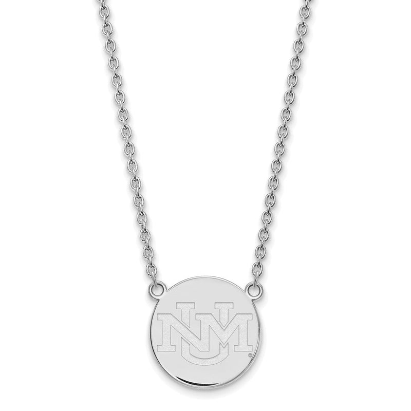 10K Weißgold Logoart University Of New Mexico Groß Anhänger 18 Zoll Halskette