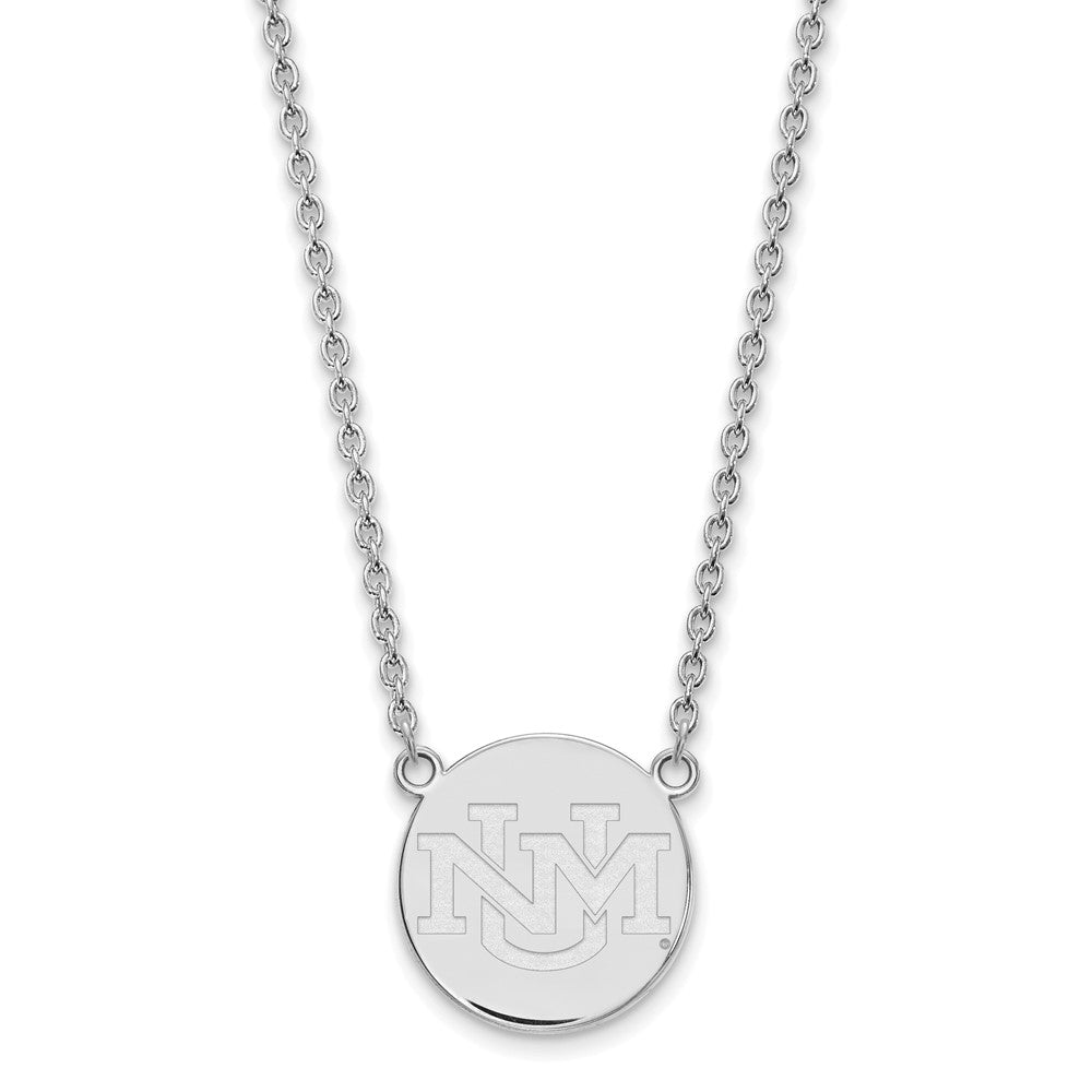 Sterlingsilber Rhodiniert Logoart University Of New Mexico Groß Anhänger 18 Zoll Halskette