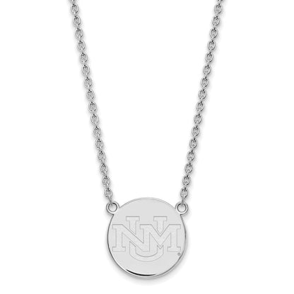Sterlingsilber Rhodiniert Logoart University Of New Mexico Groß Anhänger 18 Zoll Halskette