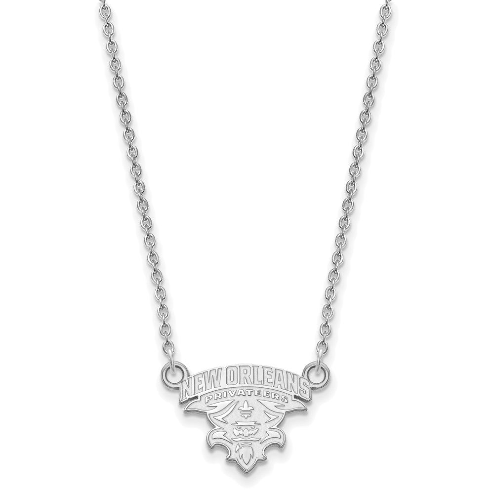 14K Weißgold Logoart University Of New Orleans U N O Klein Anhänger 18 Zoll Halskette