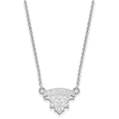 14K Weißgold Logoart University Of New Orleans U N O Klein Anhänger 18 Zoll Halskette