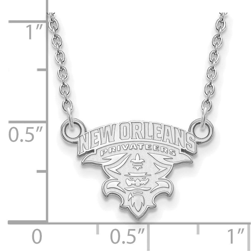 14K Weißgold Logoart University Of New Orleans U N O Klein Anhänger 18 Zoll Halskette