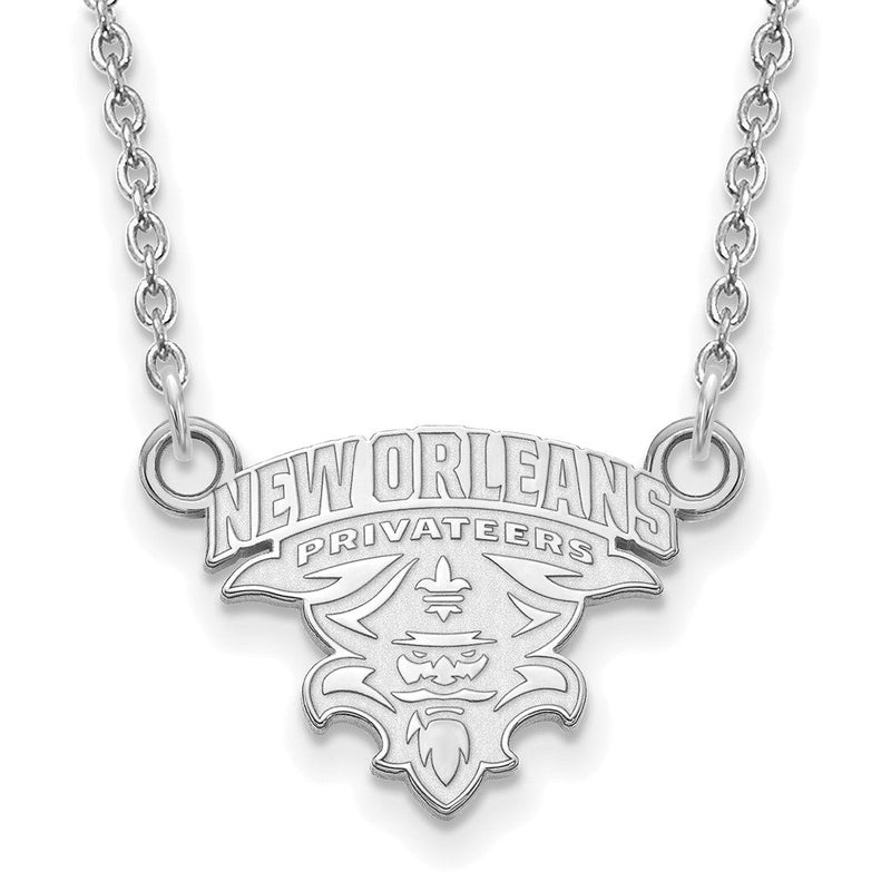 Sterlingsilber Rhodiniert Logoart University Of New Orleans U N O Klein Anhänger 18 Zoll Halskette