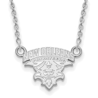 14K Weißgold Logoart University Of New Orleans U N O Klein Anhänger 18 Zoll Halskette