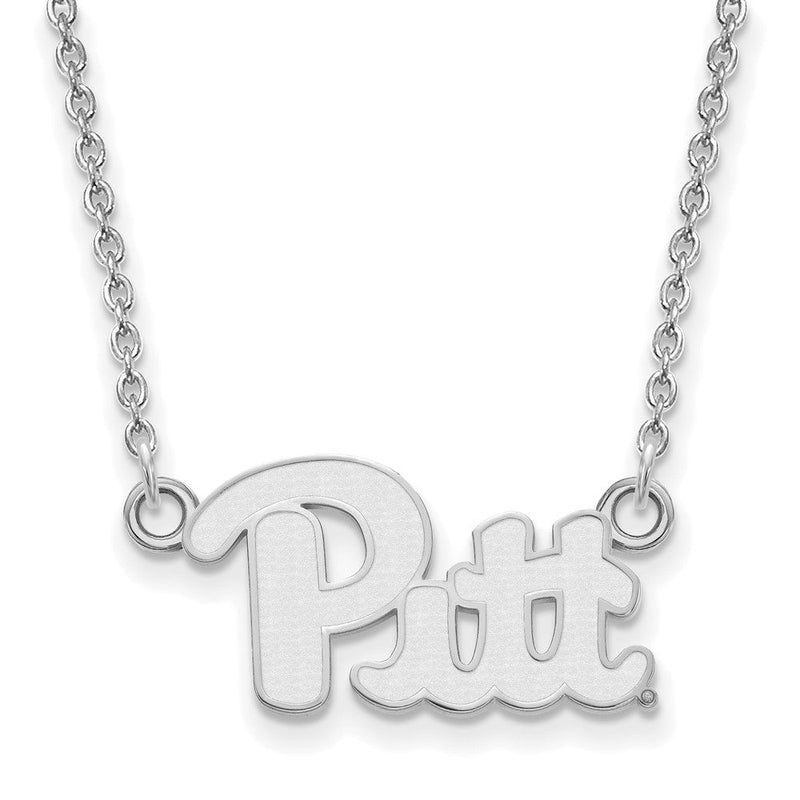 10K Weißgold Logoart University Of Pittsburgh Klein Anhänger 18 Zoll Halskette