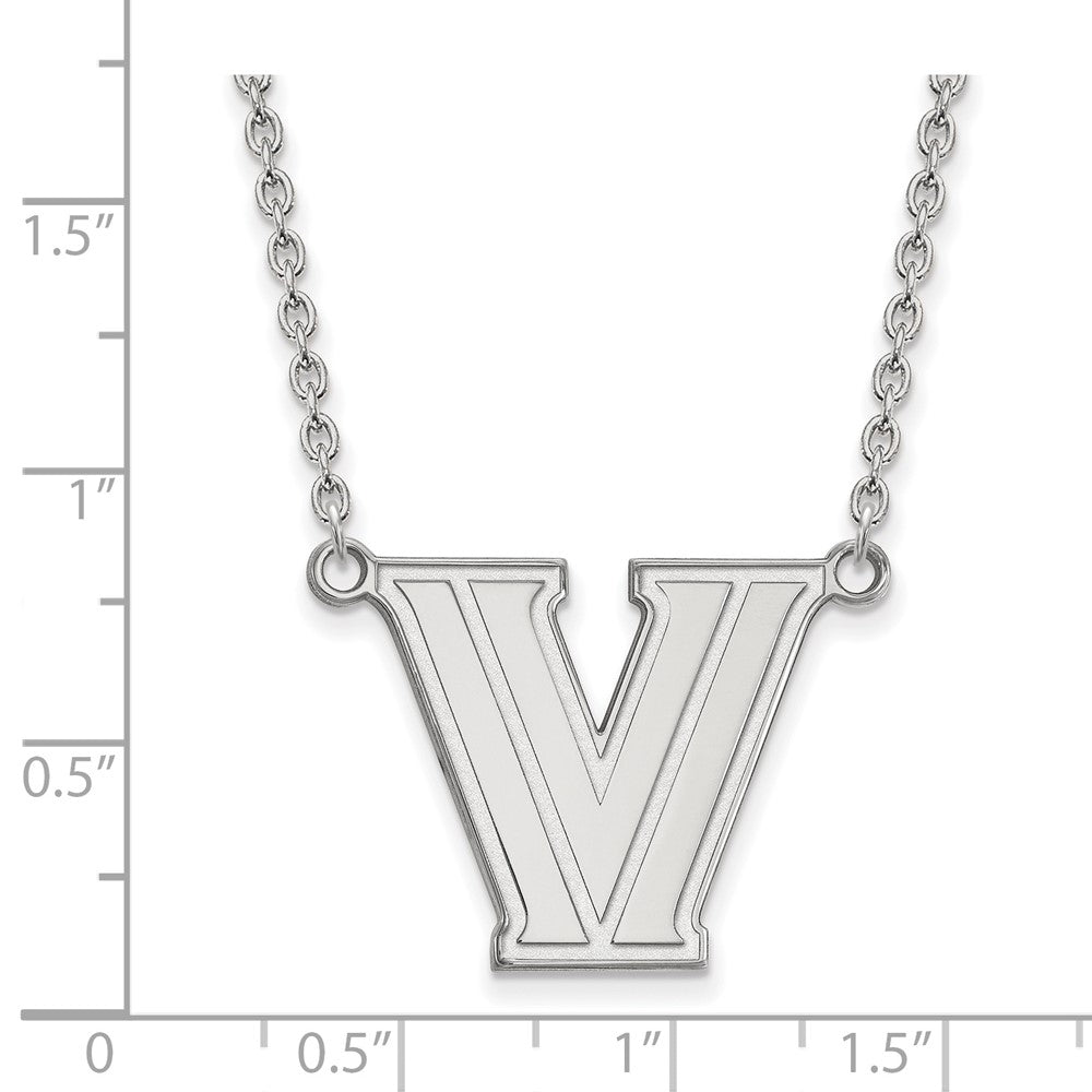 Sterlingsilber Rhodiniert Logoart Villanova University Buchstabe V Groß Anhänger 18 Zoll Halskette