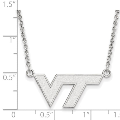 Sterlingsilber Rhodiniert Logoart Virginia Tech V T Klein Anhänger 18 Zoll Halskette