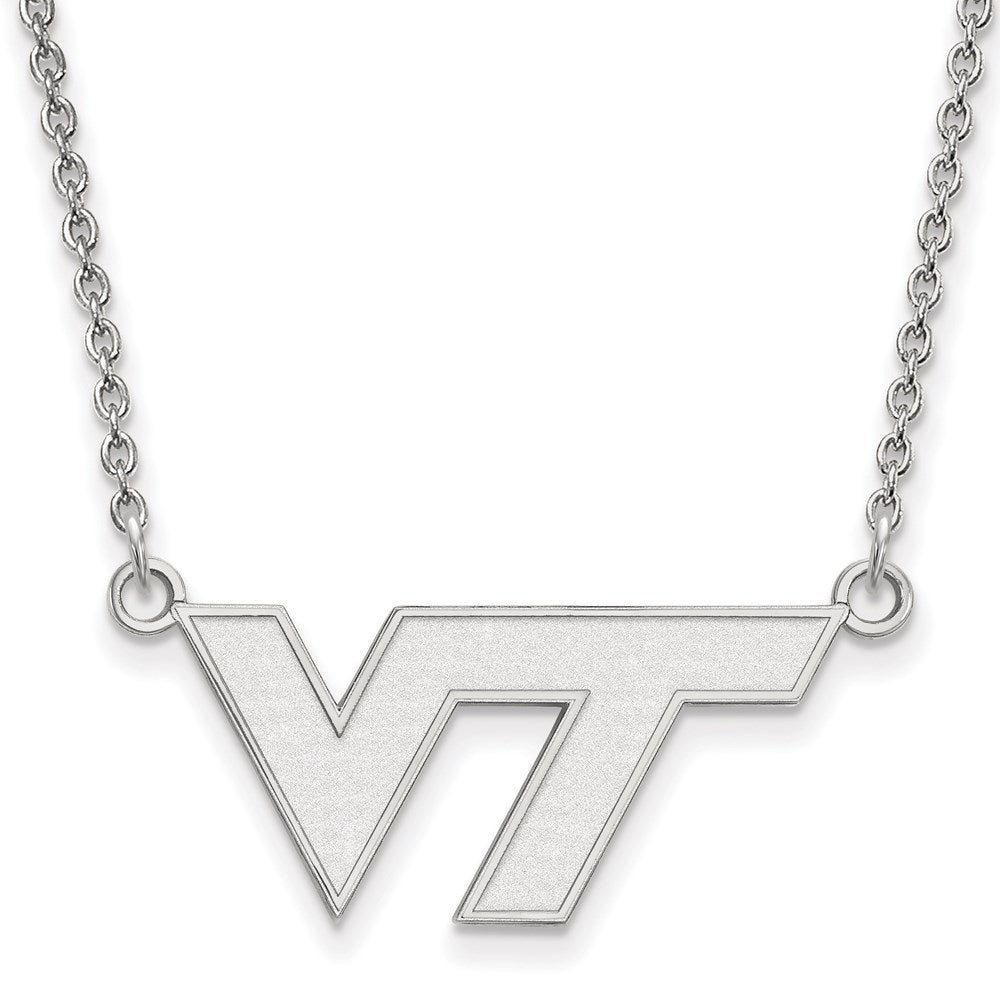 Sterlingsilber Rhodiniert Logoart Virginia Tech V T Klein Anhänger 18 Zoll Halskette