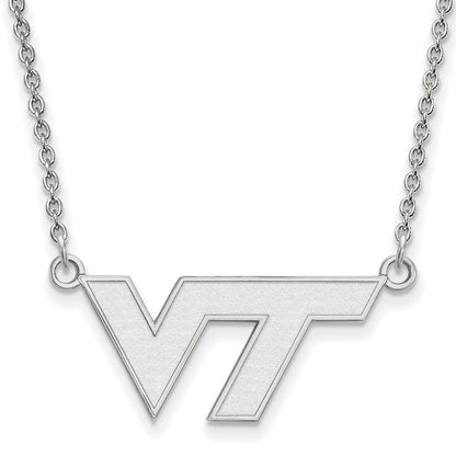 Sterlingsilber Rhodiniert Logoart Virginia Tech V T Klein Anhänger 18 Zoll Halskette
