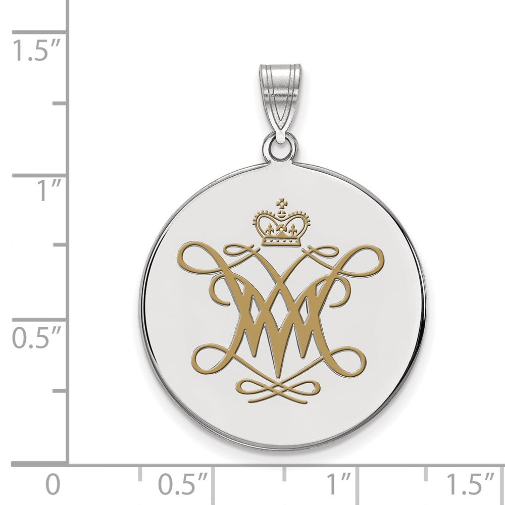 Sterlingsilber Rhodiniert Logoart College Of William und Mary Extra Groß Emailliert Plättchen Anhänger