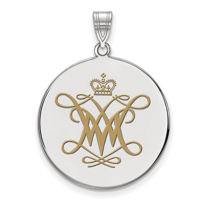 Sterlingsilber Rhodiniert Logoart College Of William und Mary Extra Groß Emailliert Plättchen Anhänger