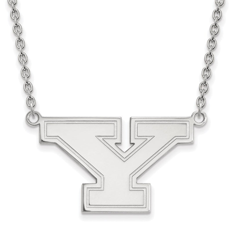 Sterlingsilber Rhodiniert Logoart Youngstown State University Buchstabe Y Groß Anhänger 18 Zoll Halskette