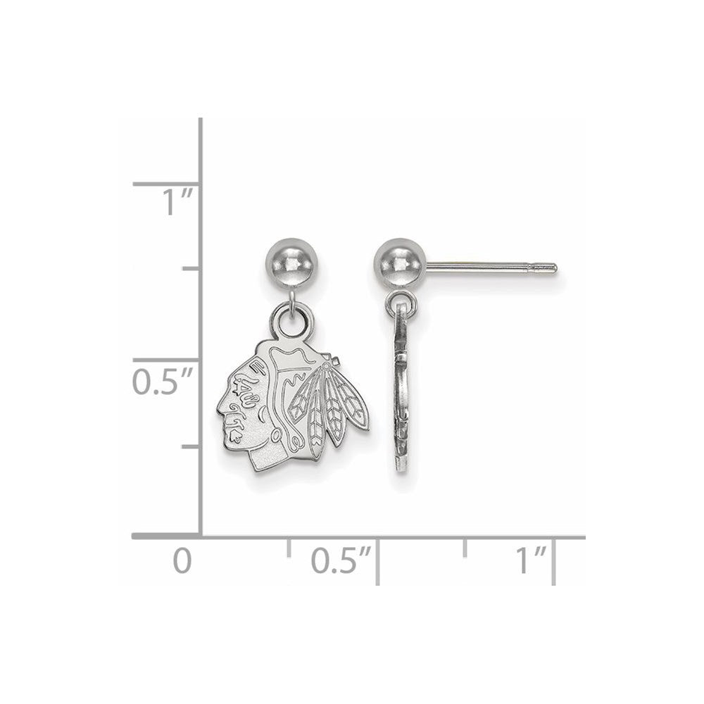 Sterlingsilber Rhodiniert Nhl Logoart Chicago Blackhawks Hängend Ohrstecker