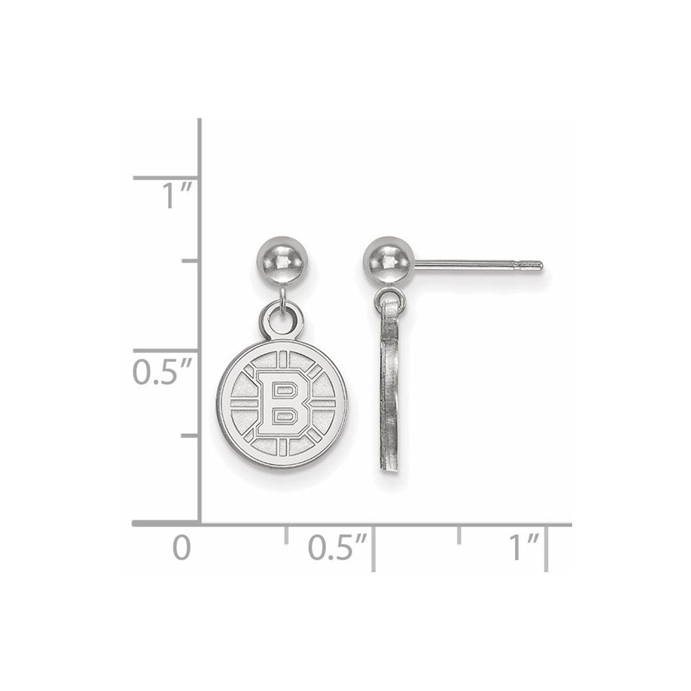 Sterlingsilber Rhodiniert Nhl Logoart Boston Bruins Hängend Ohrstecker