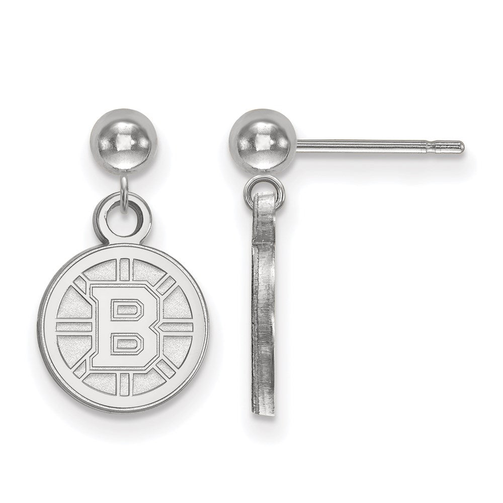 Sterlingsilber Rhodiniert Nhl Logoart Boston Bruins Hängend Ohrstecker
