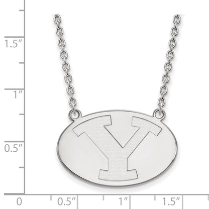 10K Weißgold Logoart Brigham Young University Buchstabe Y Groß Anhänger 18 Zoll Halskette