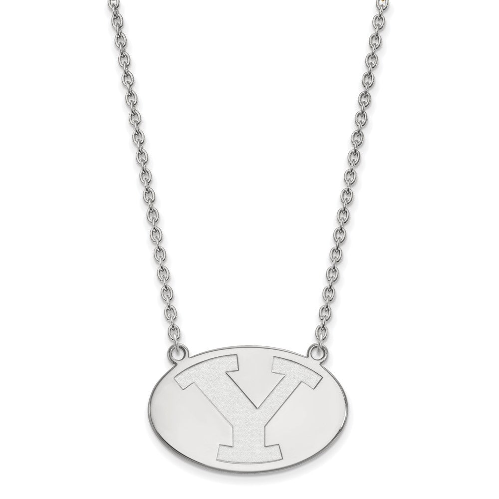 10K Weißgold Logoart Brigham Young University Buchstabe Y Groß Anhänger 18 Zoll Halskette