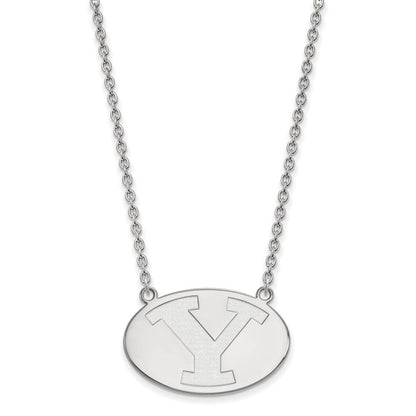 10K Weißgold Logoart Brigham Young University Buchstabe Y Groß Anhänger 18 Zoll Halskette
