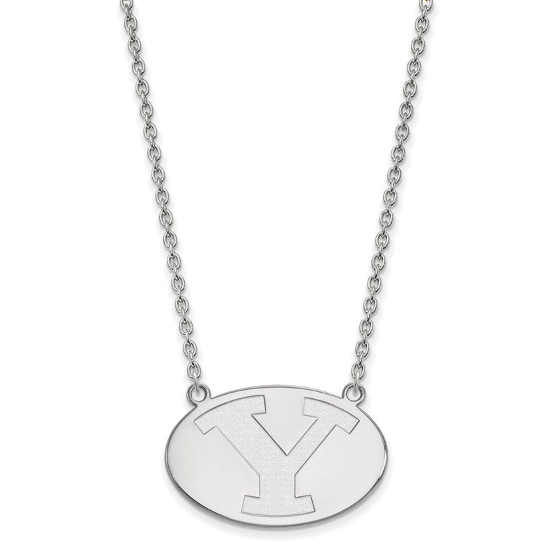 Sterlingsilber Rhodiniert Logoart Brigham Young University Buchstabe Y Groß Anhänger 18 Zoll Halskette