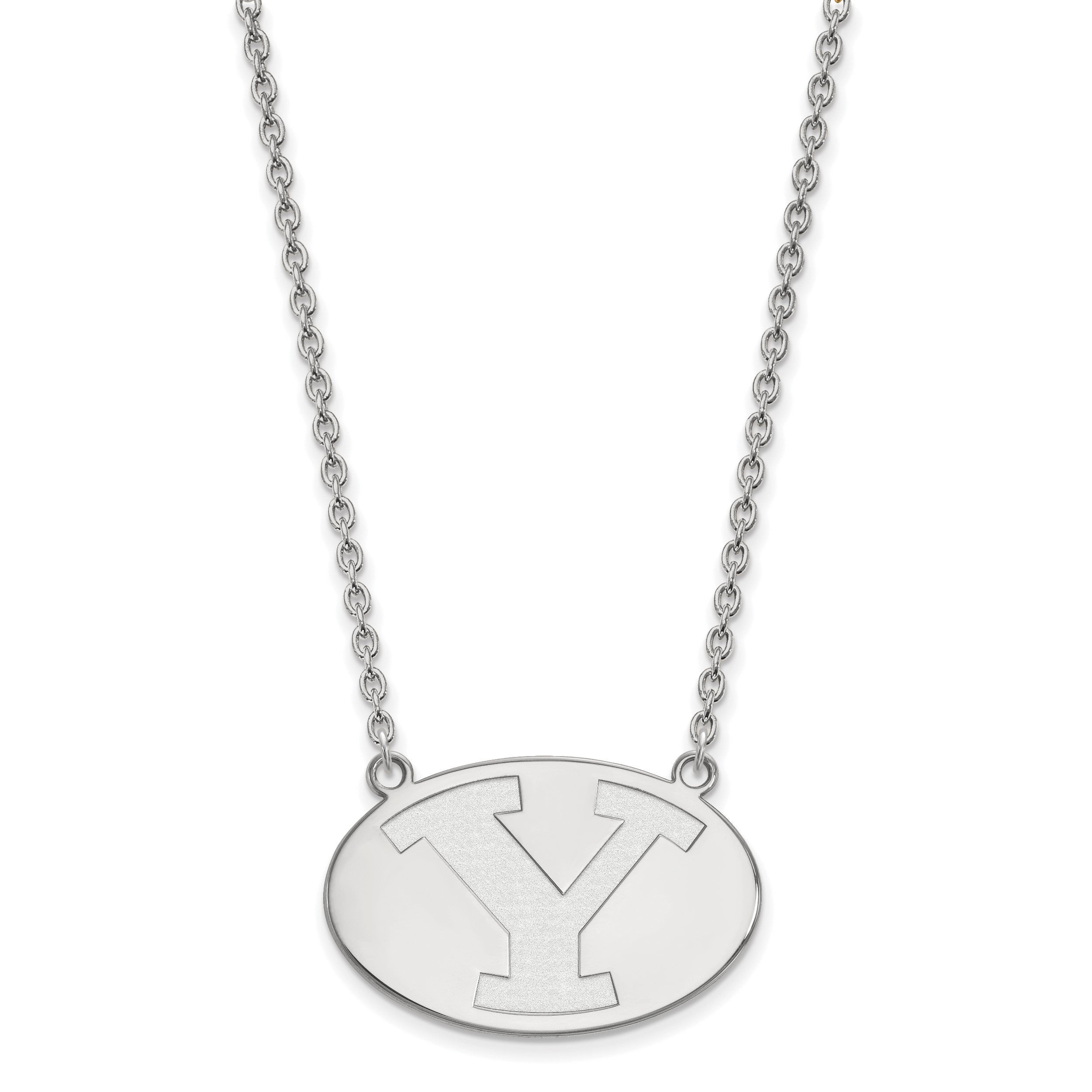 Sterlingsilber Rhodiniert Logoart Brigham Young University Buchstabe Y Groß Anhänger 18 Zoll Halskette