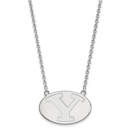 Sterlingsilber Rhodiniert Logoart Brigham Young University Buchstabe Y Groß Anhänger 18 Zoll Halskette
