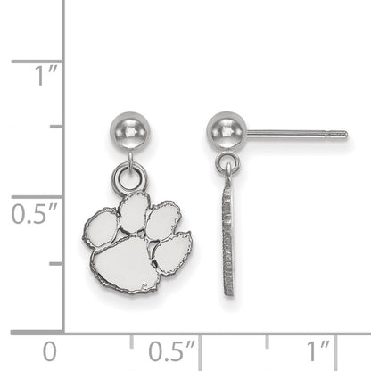 Sterlingsilber Rhodiniert Logoart Clemson University Tiger Paw Hängend Kugel Ohrstecker