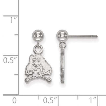 Sterlingsilber Rhodiniert Logoart Ost Carolina University Pirat Hängend Kugel Ohrstecker