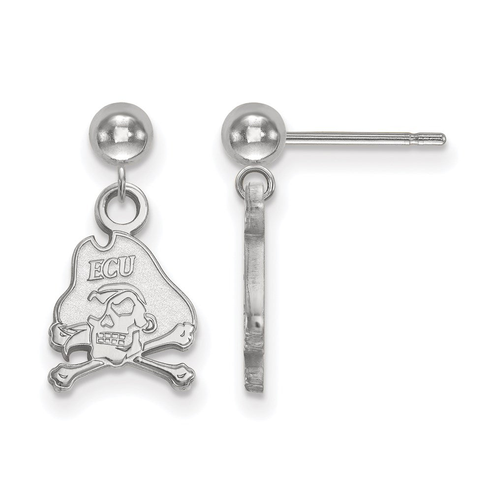 Sterlingsilber Rhodiniert Logoart Ost Carolina University Pirat Hängend Kugel Ohrstecker