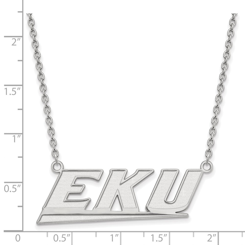 Sterlingsilber Rhodiniert Logoart Eastern Kentucky University E K U Groß Anhänger 18 Zoll Halskette