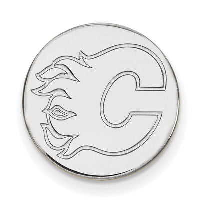 Sterlingsilber Rhodiniert Nhl Logoart Calgary Flames Schwarz Leder Wallet