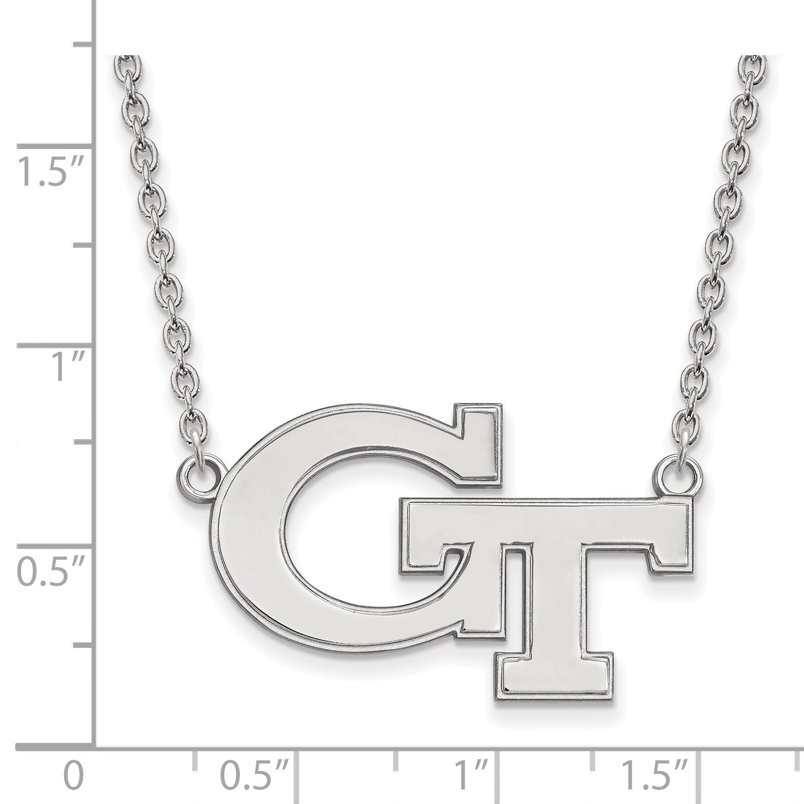 14K Weißgold Logoart Georgia Institut Of Technologie G T Groß Anhänger 18 Zoll Halskette