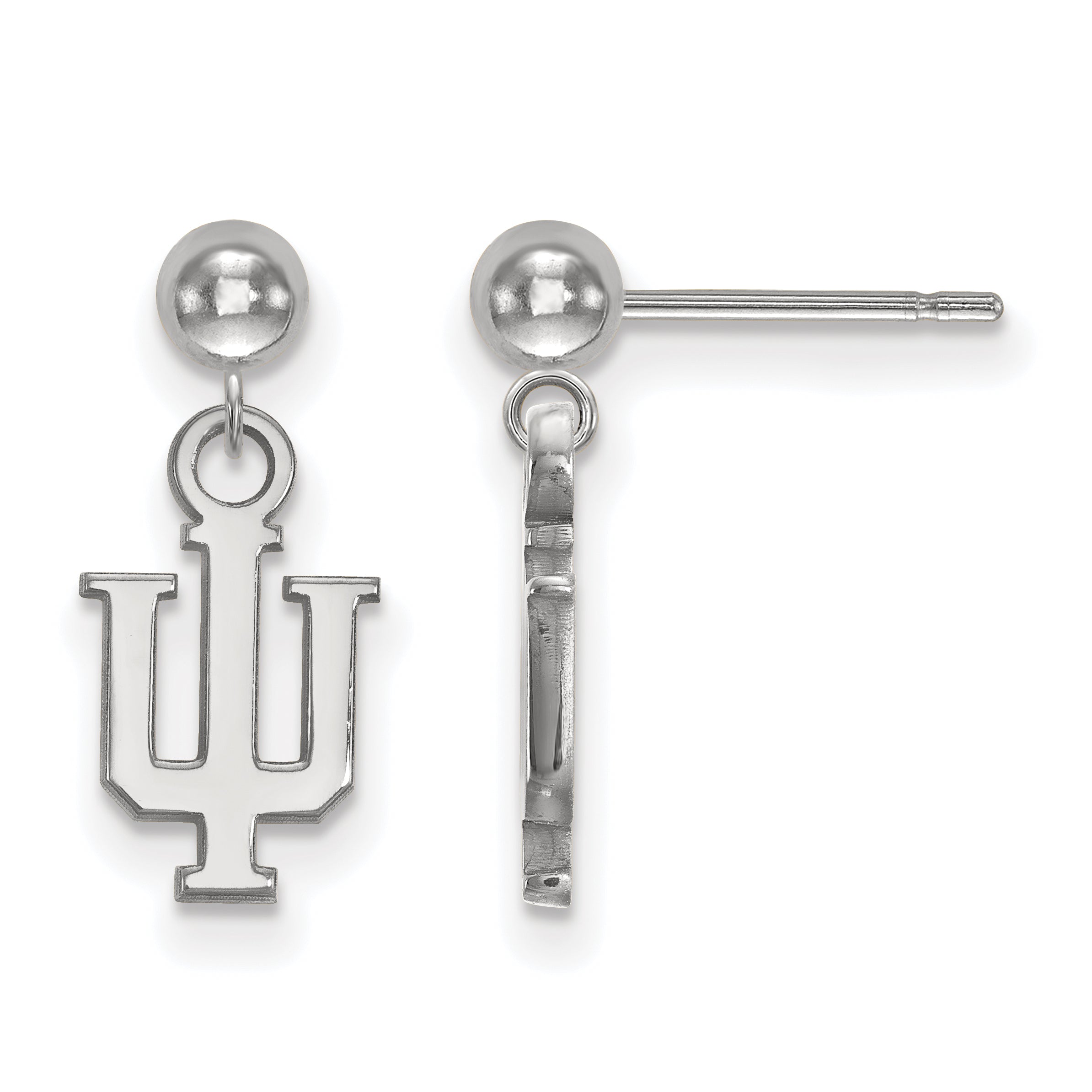 Sterlingsilber Rhodiniert Logoart Indiana University I U Hängend Kugel Ohrstecker