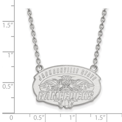 Sterlingsilber Rhodiniert Logoart Jacksonville State U. Groß Anhänger 18 Zoll Halskette