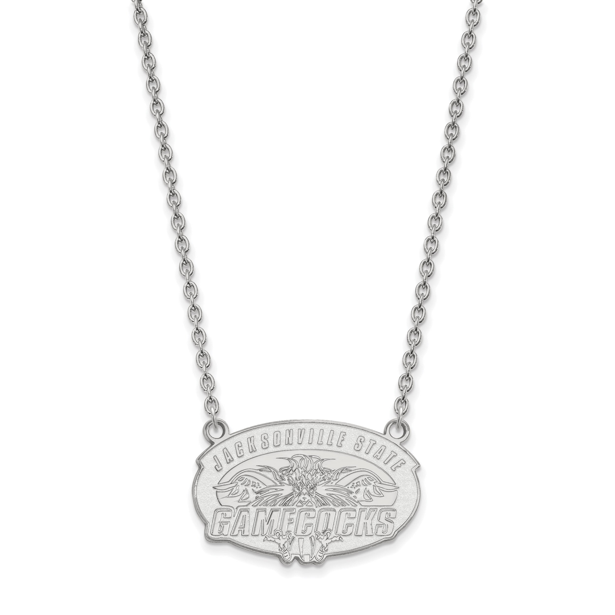 Sterlingsilber Rhodiniert Logoart Jacksonville State U. Groß Anhänger 18 Zoll Halskette
