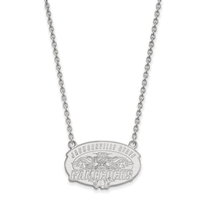 Sterlingsilber Rhodiniert Logoart Jacksonville State U. Groß Anhänger 18 Zoll Halskette