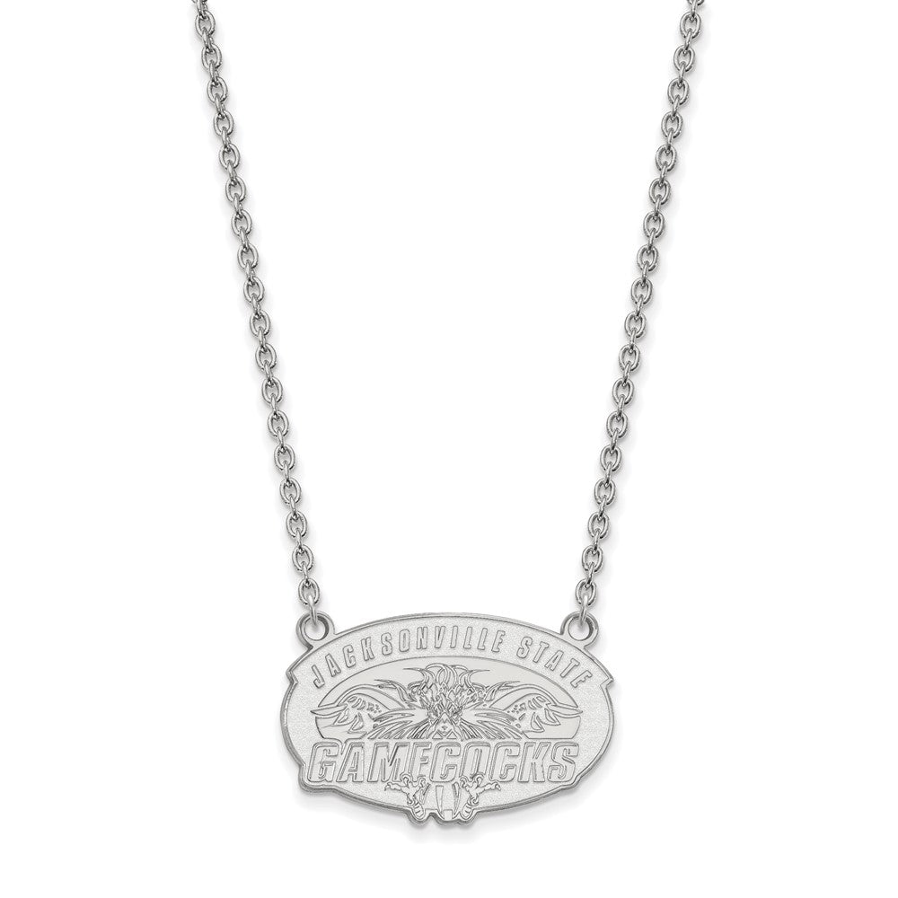 Sterlingsilber Rhodiniert Logoart Jacksonville State U. Groß Anhänger 18 Zoll Halskette