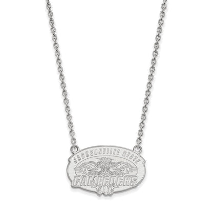 Sterlingsilber Rhodiniert Logoart Jacksonville State U. Groß Anhänger 18 Zoll Halskette