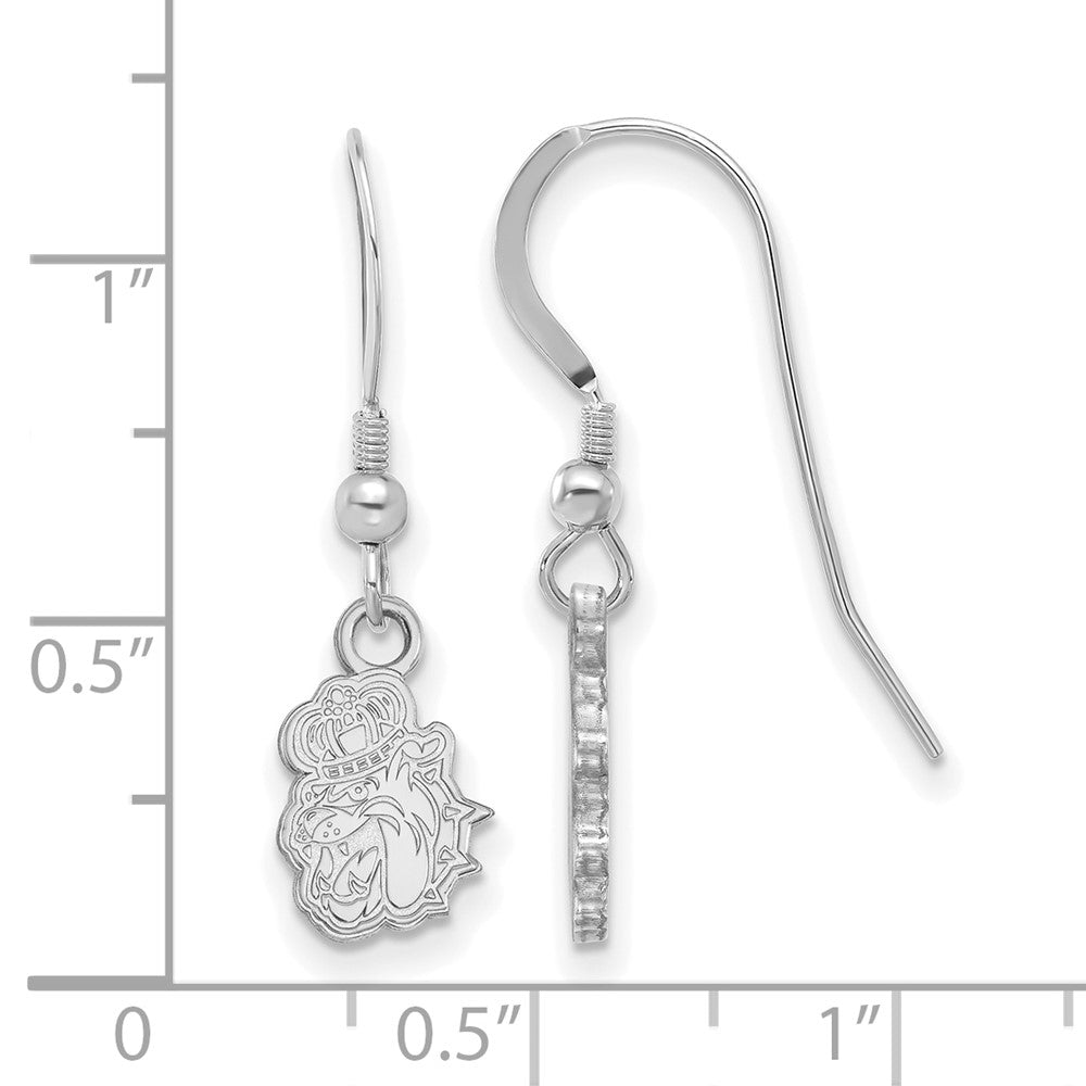 Sterlingsilber Rhodiniert Logoart James Madison University Duke Hund Extra Klein Hängend Draht Ohrringe