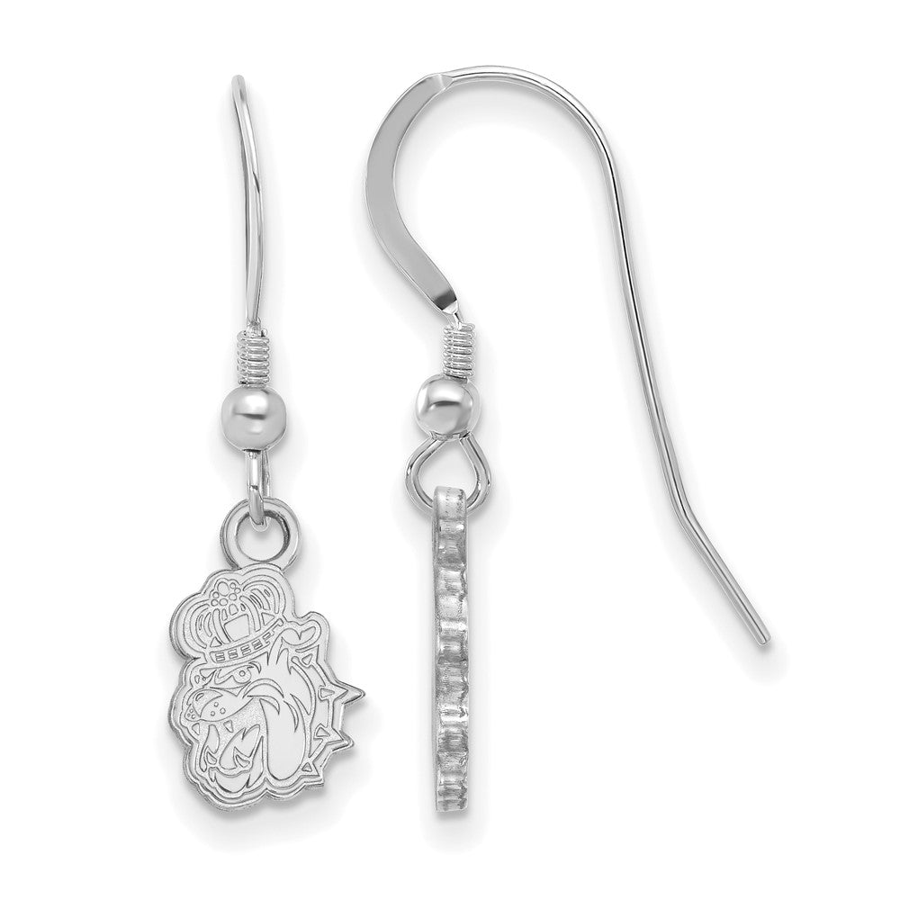 Sterlingsilber Rhodiniert Logoart James Madison University Duke Hund Extra Klein Hängend Draht Ohrringe