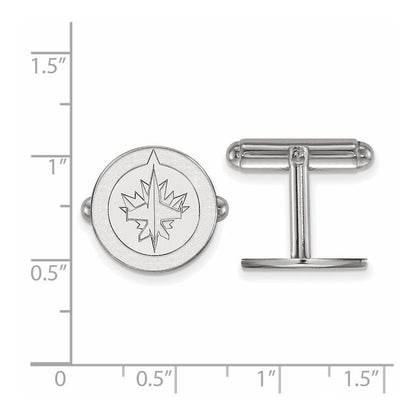 Sterlingsilber Rhodiniert Nhl Logoart Winnipeg Jets Manschette Knöpfe