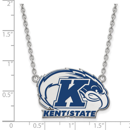 Sterlingsilber Rhodiniert Logoart Kent State University Groß Emailliert Anhänger 18 Zoll Halskette