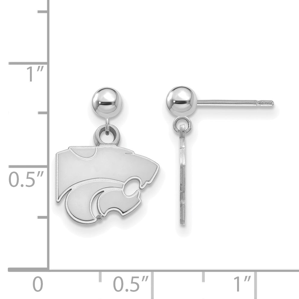 Sterlingsilber Rhodiniert Logoart Kansas State University Wildkatze Hängend Kugel Ohrstecker