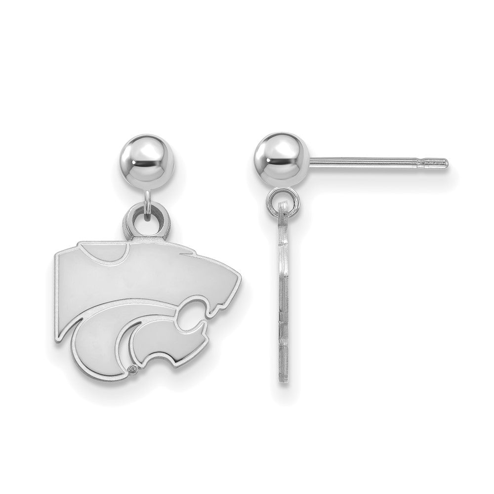 Sterlingsilber Rhodiniert Logoart Kansas State University Wildkatze Hängend Kugel Ohrstecker