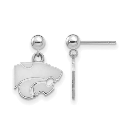 Sterlingsilber Rhodiniert Logoart Kansas State University Wildkatze Hängend Kugel Ohrstecker