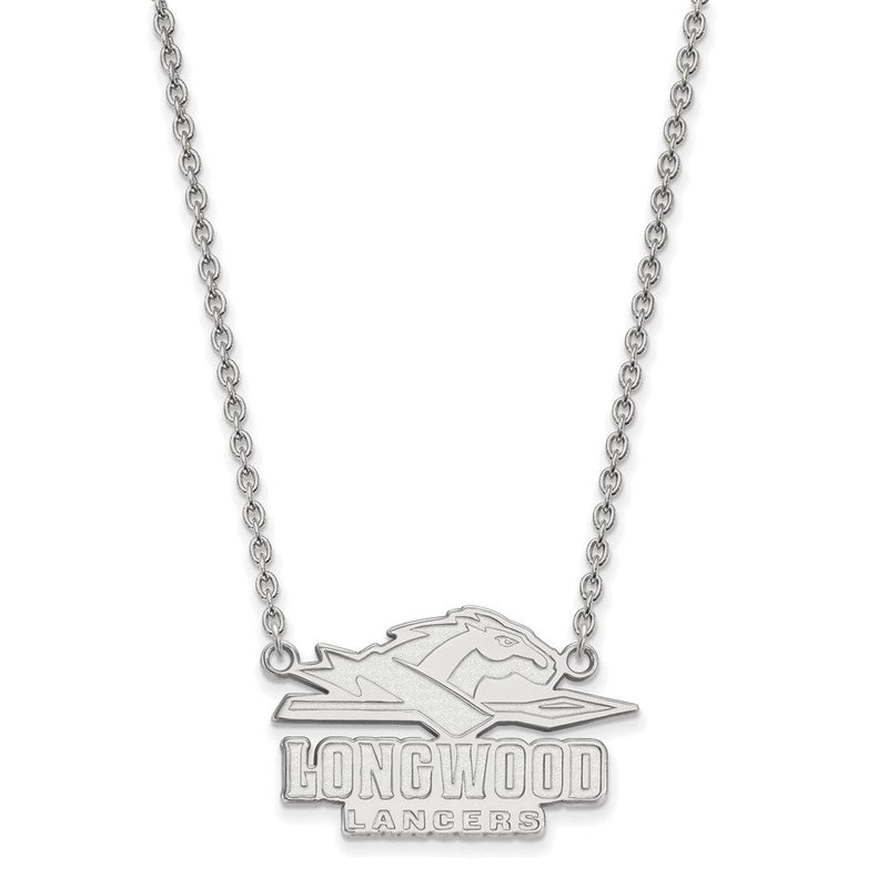 Sterlingsilber Rhodiniert Logoart Longwood University Lancers Groß Anhänger 18 Zoll Halskette