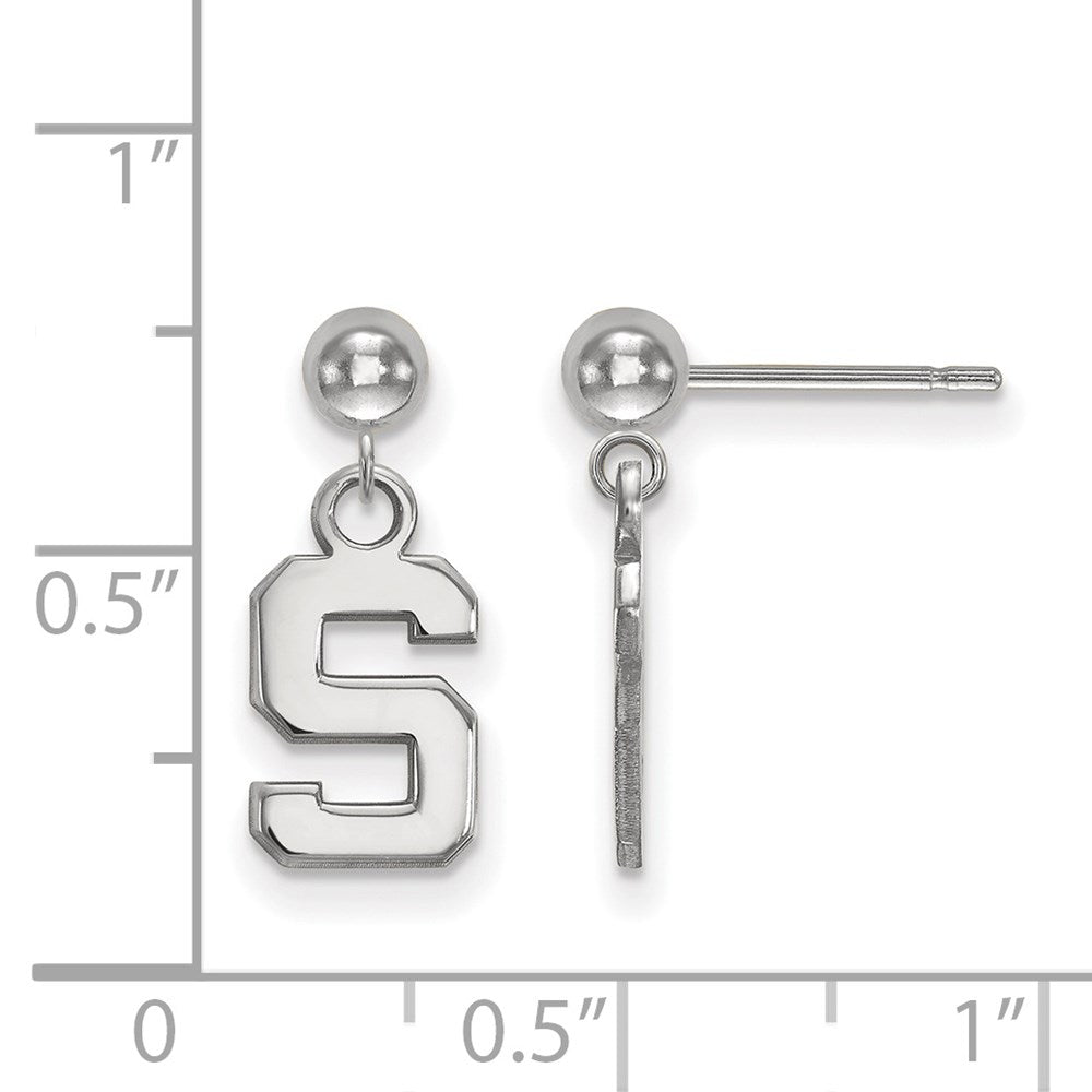 Sterlingsilber Rhodiniert Logoart Michigan State University Buchstabe S Hängend Kugel Ohrstecker