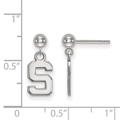 Sterlingsilber Rhodiniert Logoart Michigan State University Buchstabe S Hängend Kugel Ohrstecker
